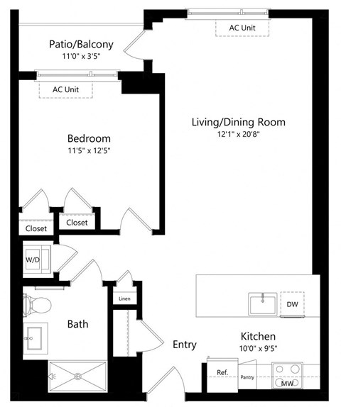 One Bedroom Floor Plan at One East Harlem Luxury Apartments in East Harlem NY